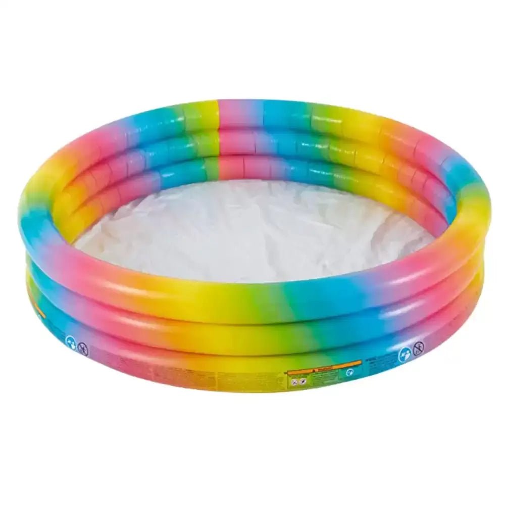 Intex Rainbow Ombre Inflatable Baby Pool – 1.47m x 33cm – Colorful 3 - Ring Design - M&M