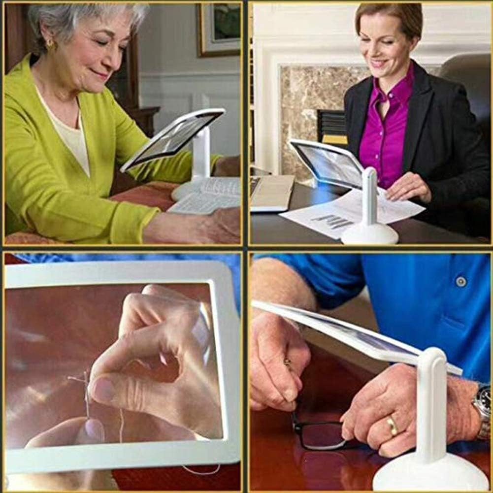 Portable Desk Magnifying Glass with 2 Ultra - Bright LED Lights & 3x Zoom – Hands - Free Desktop Magnifier with 360° Rotating Stand for Reading, Crafts, Electronics Repair & Embroidery - M&M