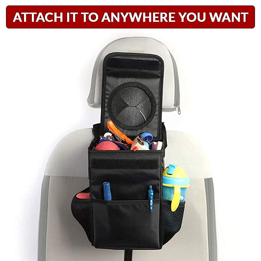 tbp Extra Large Leakproof Car Trash Can with Lid – Waterproof Automotive Garbage Bag & Vehicle Waste Bin with Storage Pockets - M&M