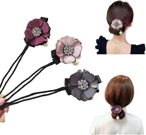 3 Pcs Flower Hair Bun Roller for Long Hair Lazy Hair Bun Maker Ball Luxury - M&M