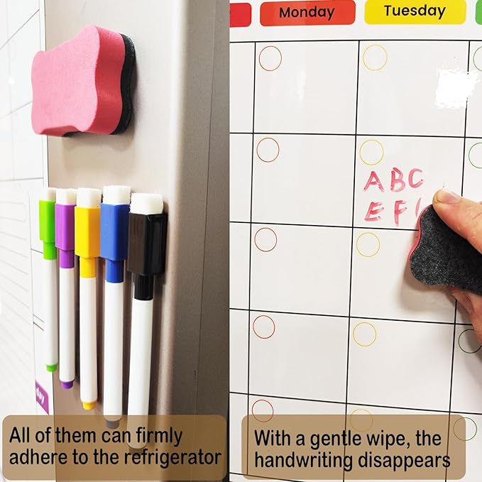 3 - Pack Magnetic Monthly, Weekly & Daily Planners Dry Erase Calendar Set for - M&M
