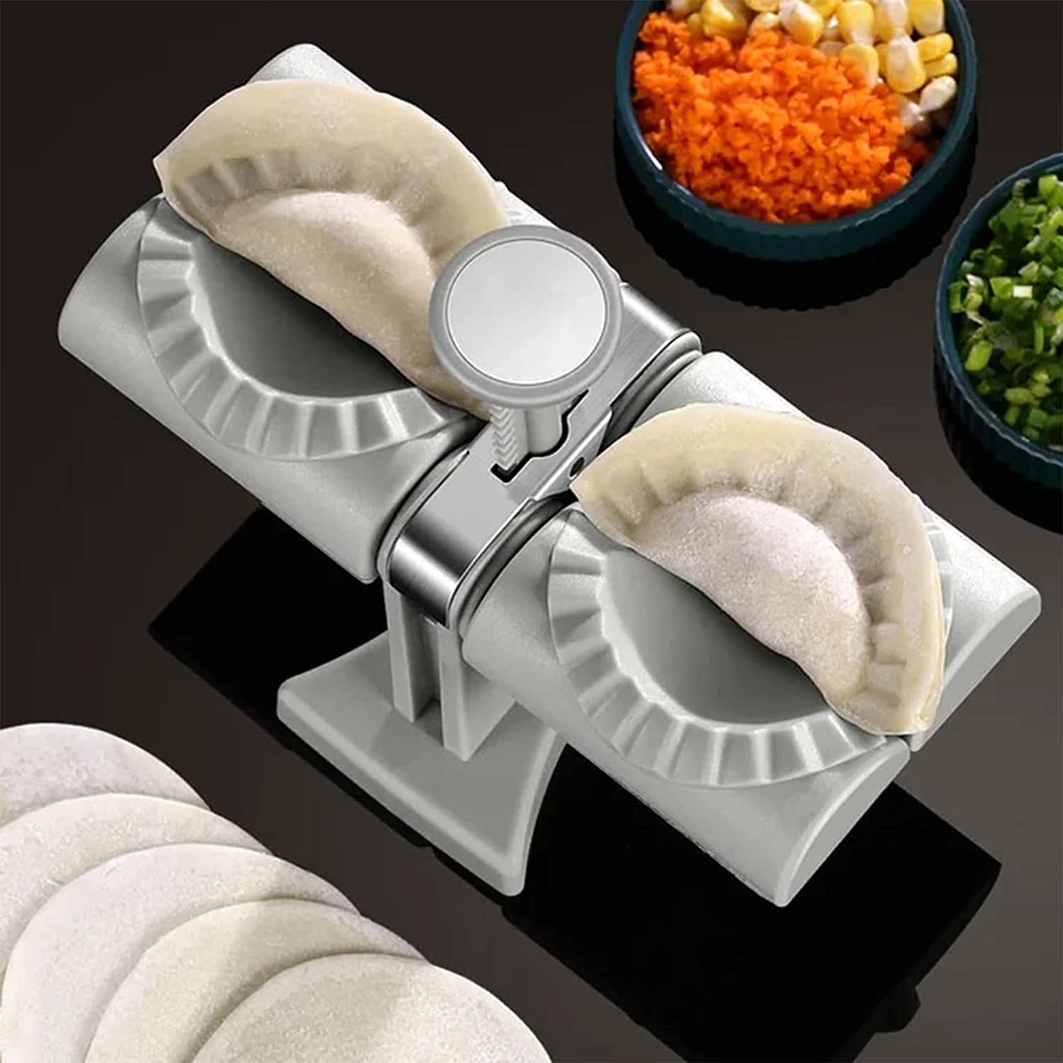 WBOOO Double Head Automatic Dumpling Maker – Dumpling Skin Mold & Ravioli Press Tool for Dumplings & Empanadas - M&M