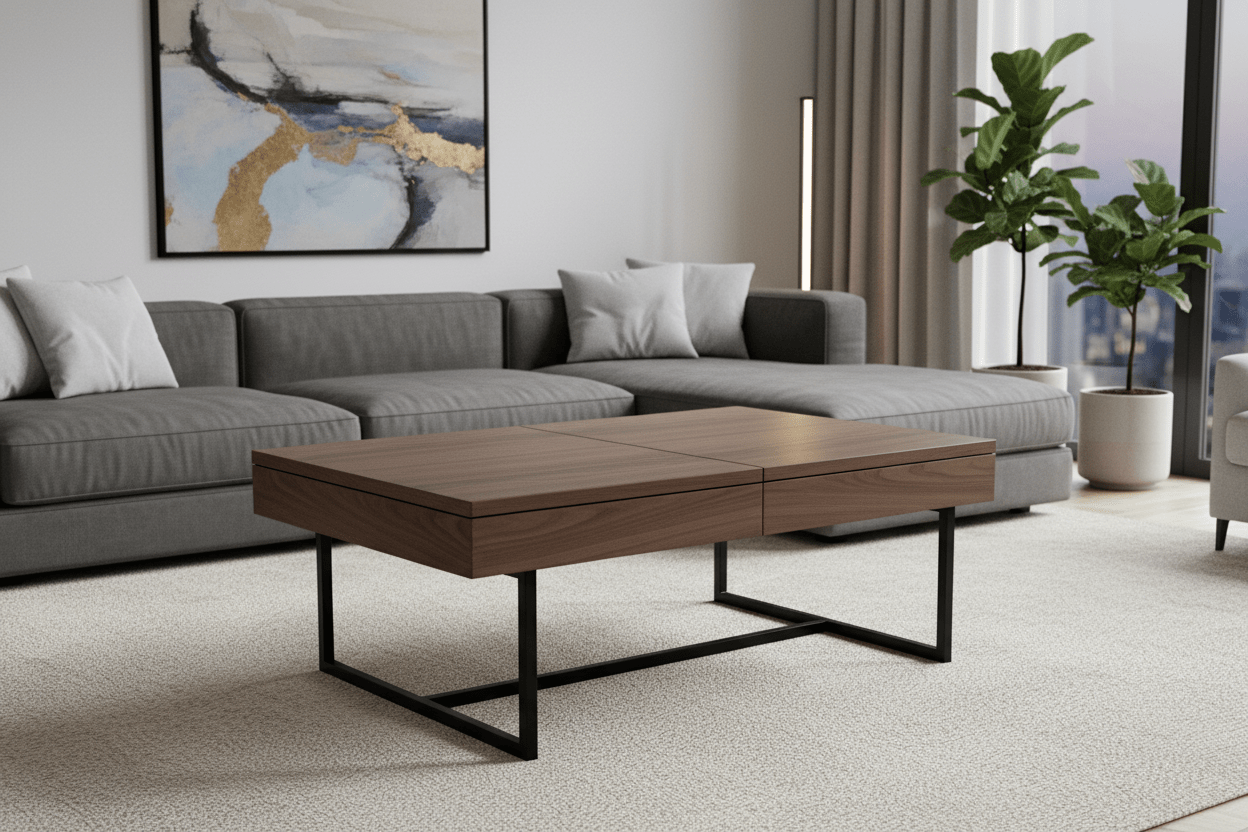 Smart Extendable Coffee Table with Built - In Ice Bucket | طاولة قهوة ذكية قابلة للتمدد مع ثلاجة مدمجة - M&M