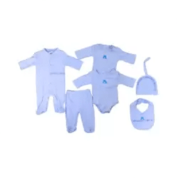 Newborn Essentials Sleepsuit Bodysuit Gift Set for 3 - 6 months Babies - Blue - M&M