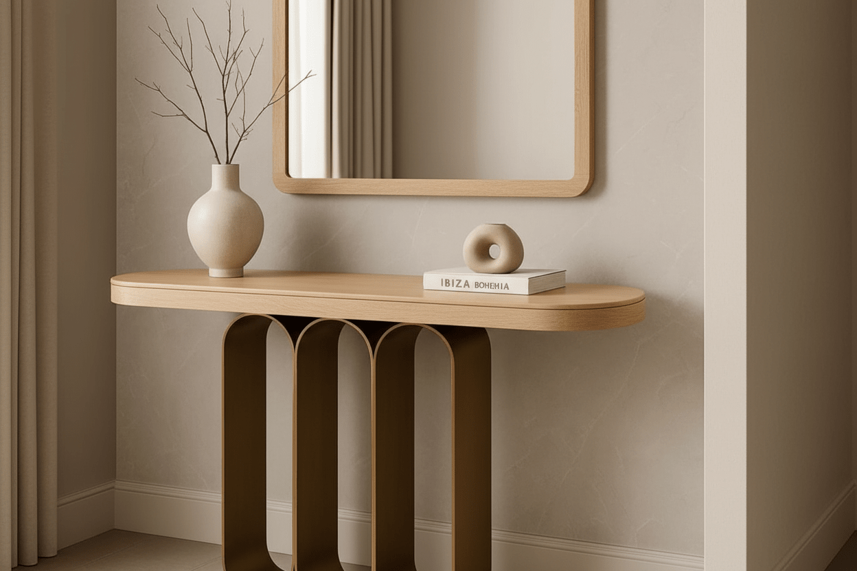 Handcrafted Arch Loop Console Table – Made to Order | Oak & Bronze - M&M