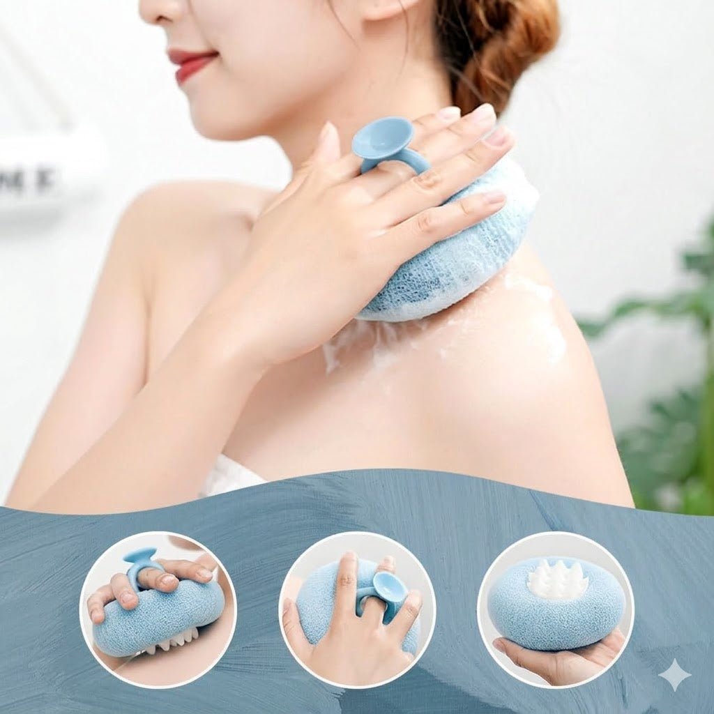 BIGTHREE Bath Ball, 2 - in - 1 Sunflower Suction Cup Bath Ball, Bath Sponge - M&M