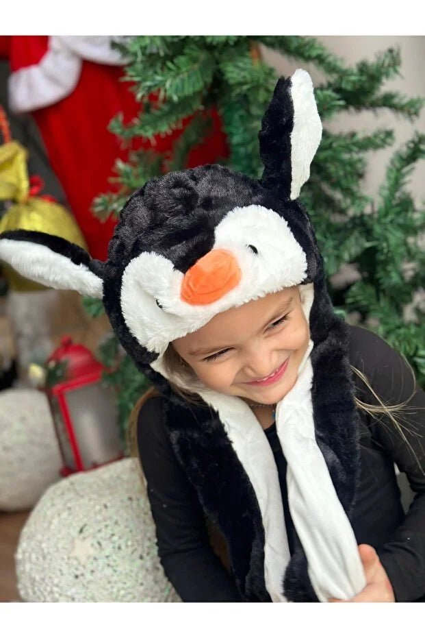 QUEEN AKSESUAR Cute Plush Penguin Hat with Moving Ears - M&M