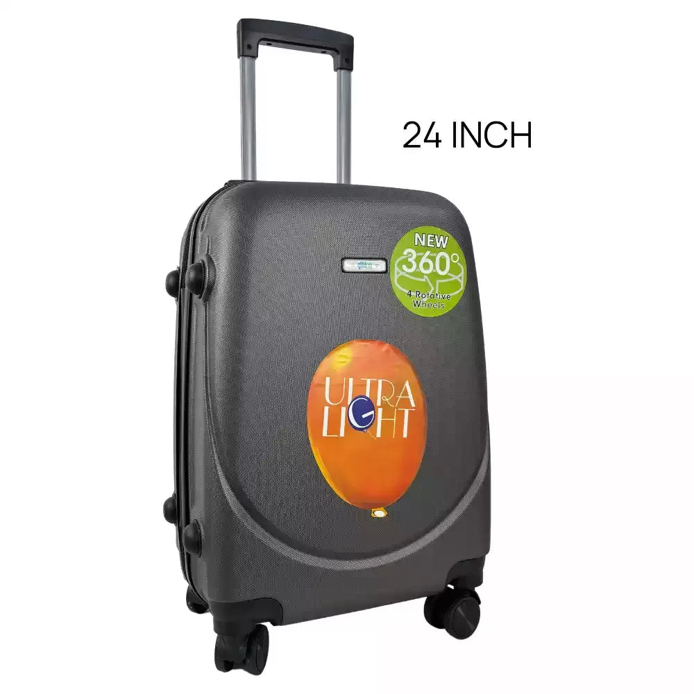 Yinton 24 - Inch ABS Hard Shell Travel Trolley Bag with 4 Double 360 - Degree Rotating Spinner Wheels - Lightweight and Durable Luggage Suitcase for Secure Travel in Gray - M&M