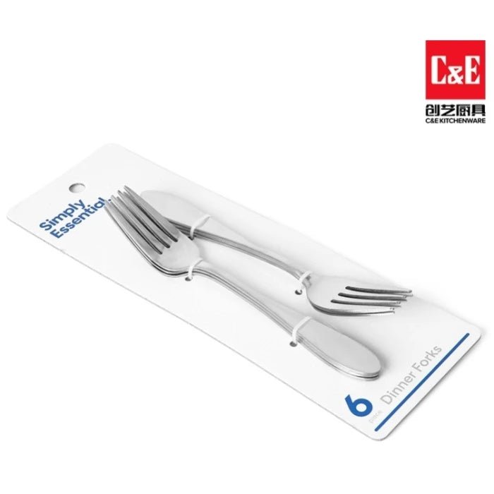 Simply Essential 6 - Piece Stainless Steel Dinner Fork Set – Durable, Dishwasher Safe Flatware for Everyday Dining | UAE - M&M