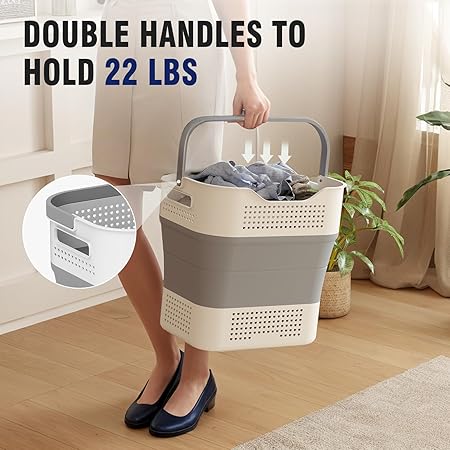 Collapsible Foldable Laundry Basket Hamper with Handles - M&M