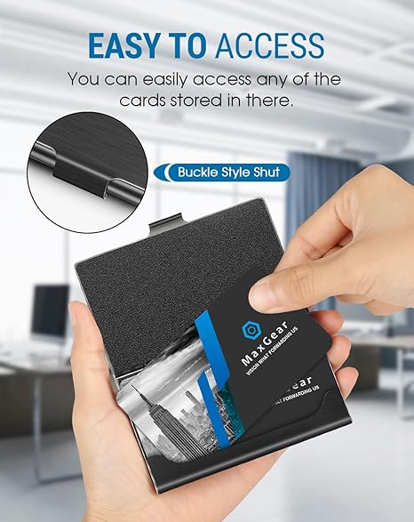 MaxGear Metal Business Card Holder for Men & Women - M&M