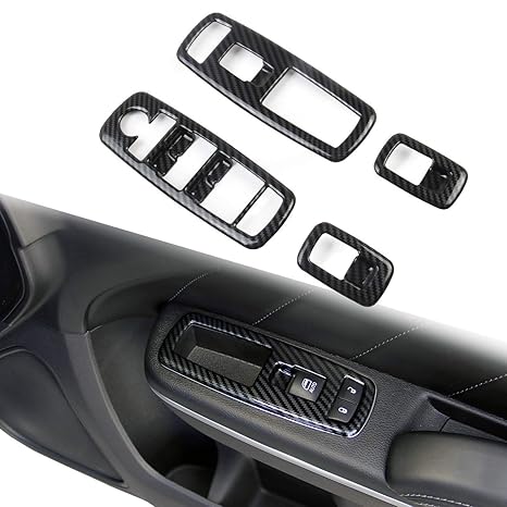 Carbon Fiber Window Lift Trim Switch Panel Cover Trim for Dodge Charger - M&M