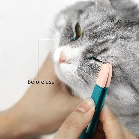 Cat Head Brush, Cat acne Cleaner Pet Eye Comb Brush Pet Tear Stain Remover - M&M