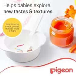 Pigeon Weaning Plate and Bowl Set – Comfortable Baby Feeding Starter Kit – White - M&M