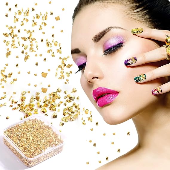 Crushed Glass Stone Filler, 80g Gold Irregular Decorative Crystals - M&M