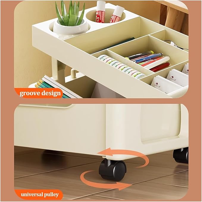 book cartMobile Bookshelf,Mobile Bookshelf With Wheels, 5 Tier Book Rack - M&M