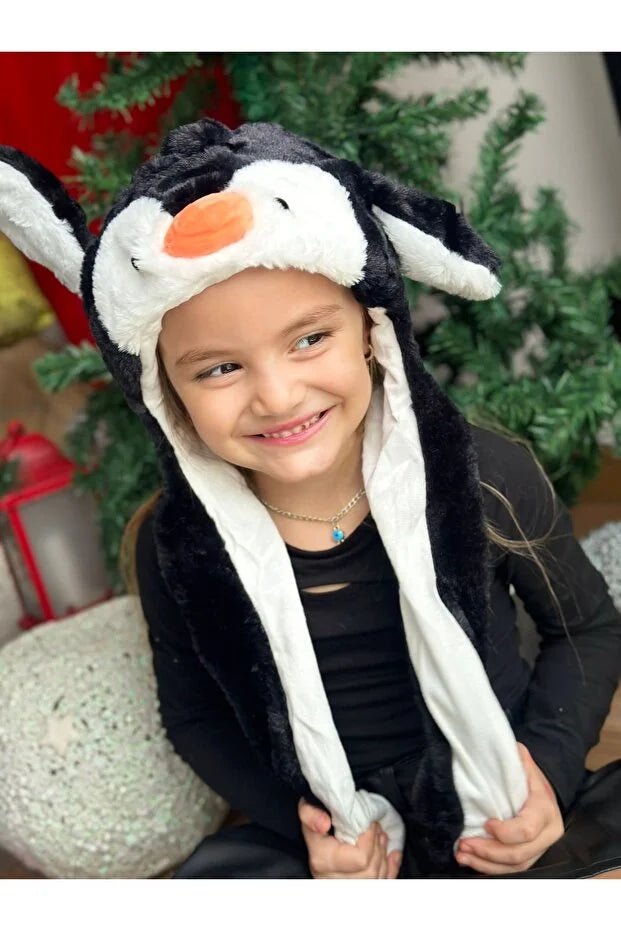 QUEEN AKSESUAR Cute Plush Penguin Hat with Moving Ears - M&M