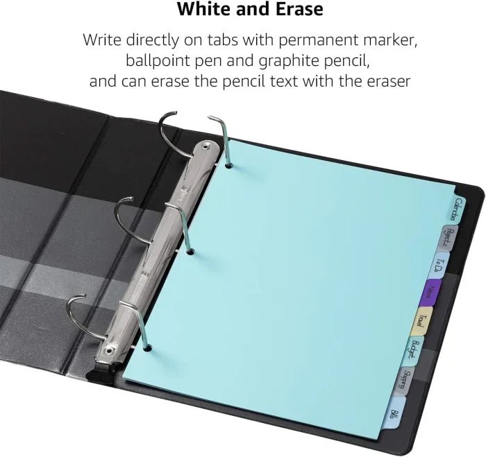 Amazon Basics 5 - Tab Plastic Binder Dividers with Writable Multicolor Index Tabs – 1 Set | UAE - M&M
