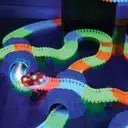 MANVI Magic Tracks – 10 Feet of Glow - in - the - Dark Flexible Race Track with LED Light - Up Race Car, Educational Toy for Kids Ages 3+ - M&M