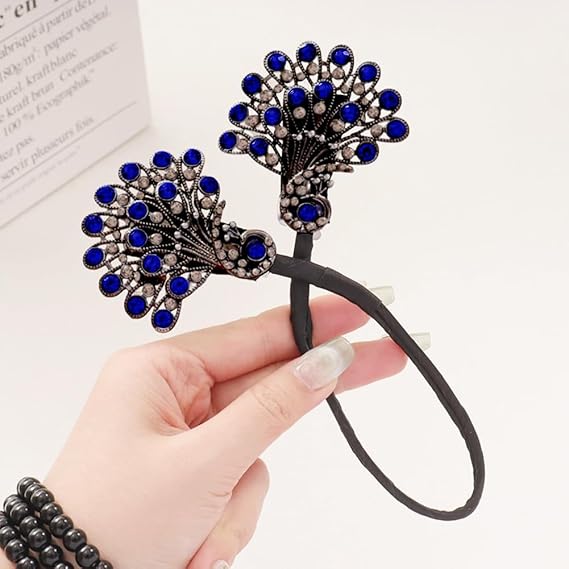 Peacock Rhinestone Hair Bun Maker Deft Easy Bun Twist Shaper Hair Styling - M&M
