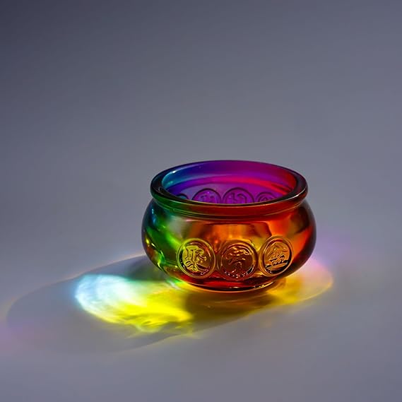 YU FENG 3’’ Colorful Crystal Glass Treasure Basin Cornucopia Bowl with - M&M