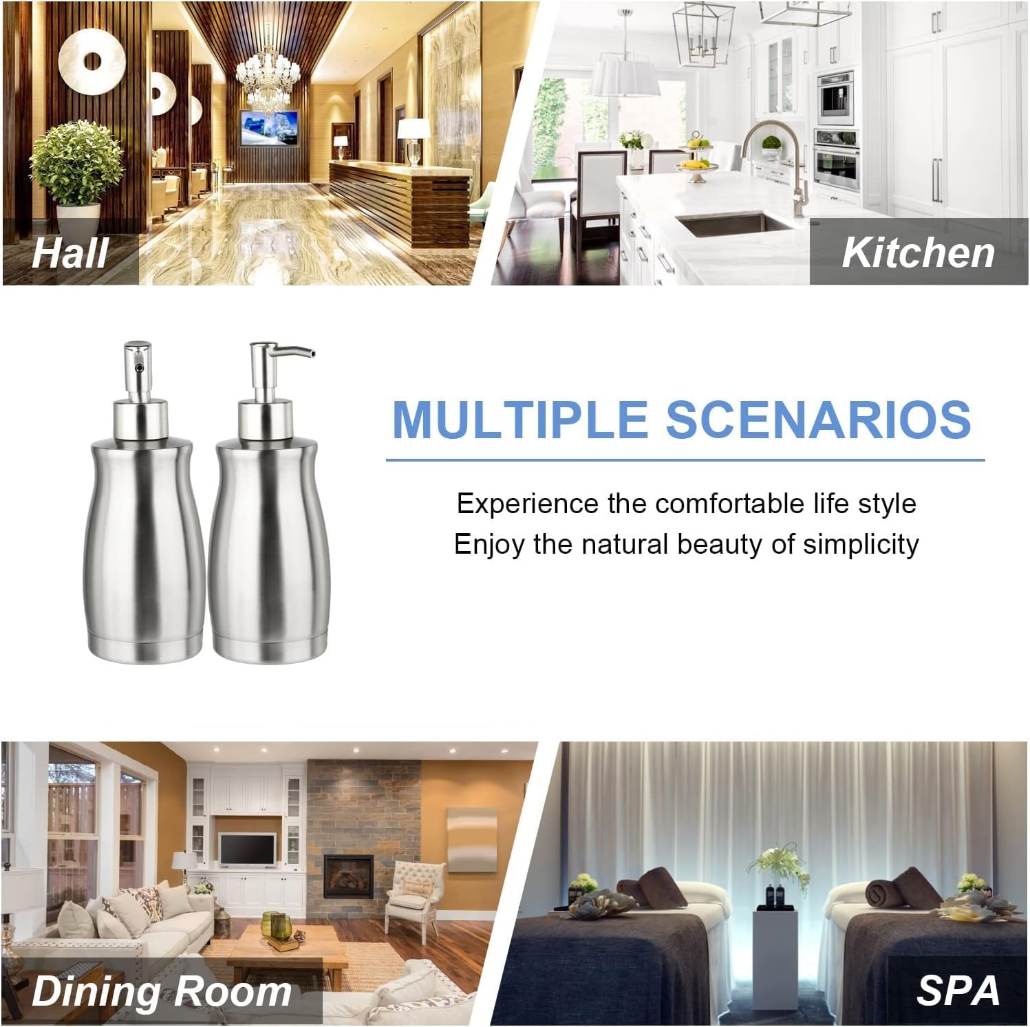 THE WHITE SHOP 400ml Stainless Steel Soap Dispenser – Brushed Nickel - M&M