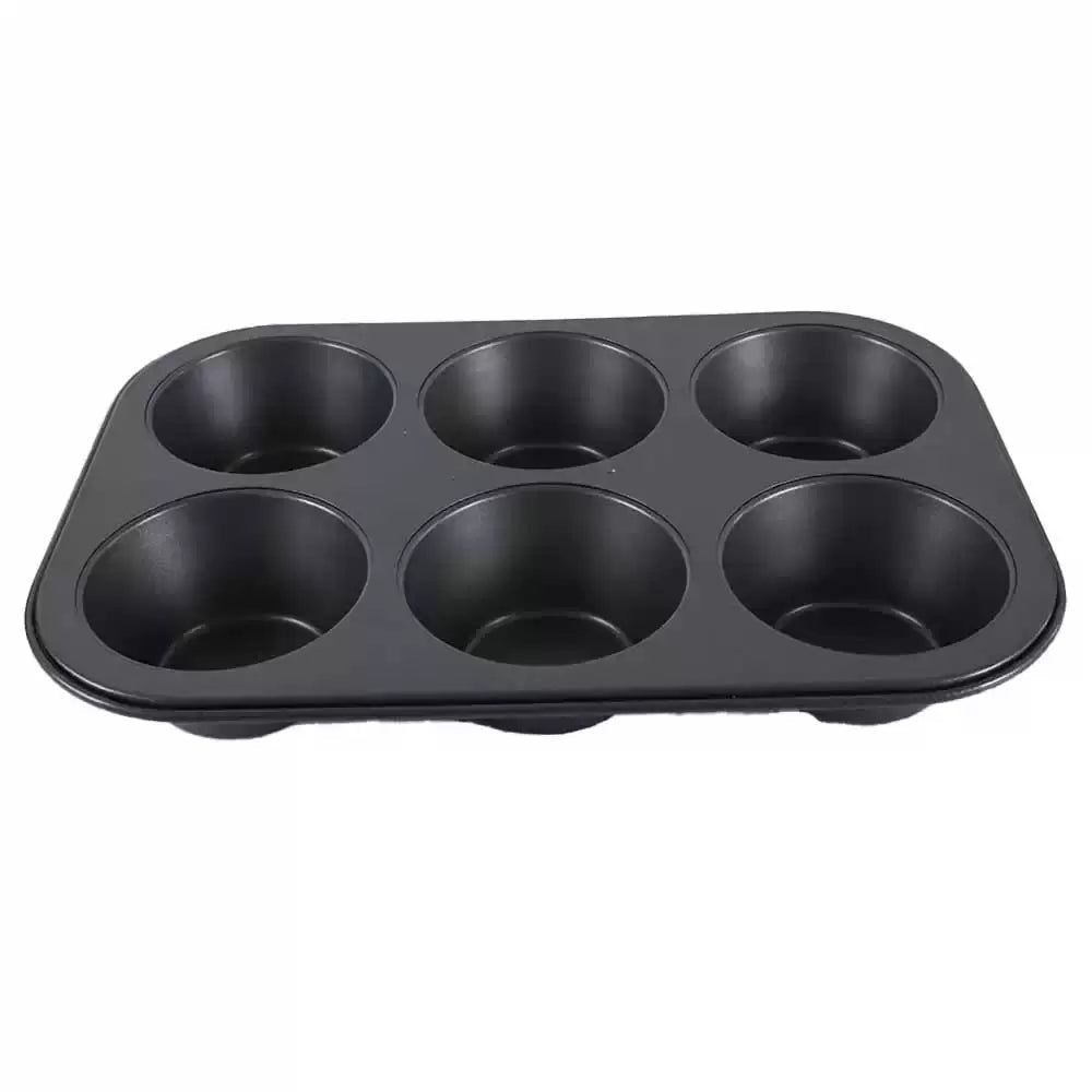 Home Maker AVCI Non - Stick 6 - Cup Large Muffin and Cupcake Pan with Easy to Clean Surface - Heavy - Duty Steel Bakeware for Even Heating and Quick Releas - M&M