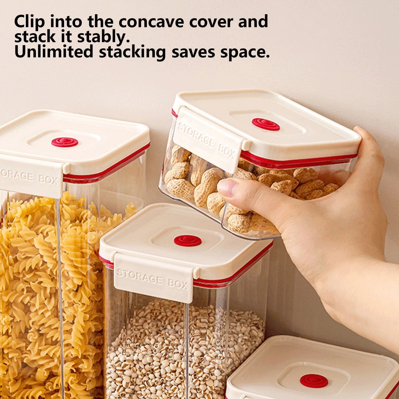 ICQOVD Push - Button Airtight Container set 3 sizes Plastic Food Storage - M&M