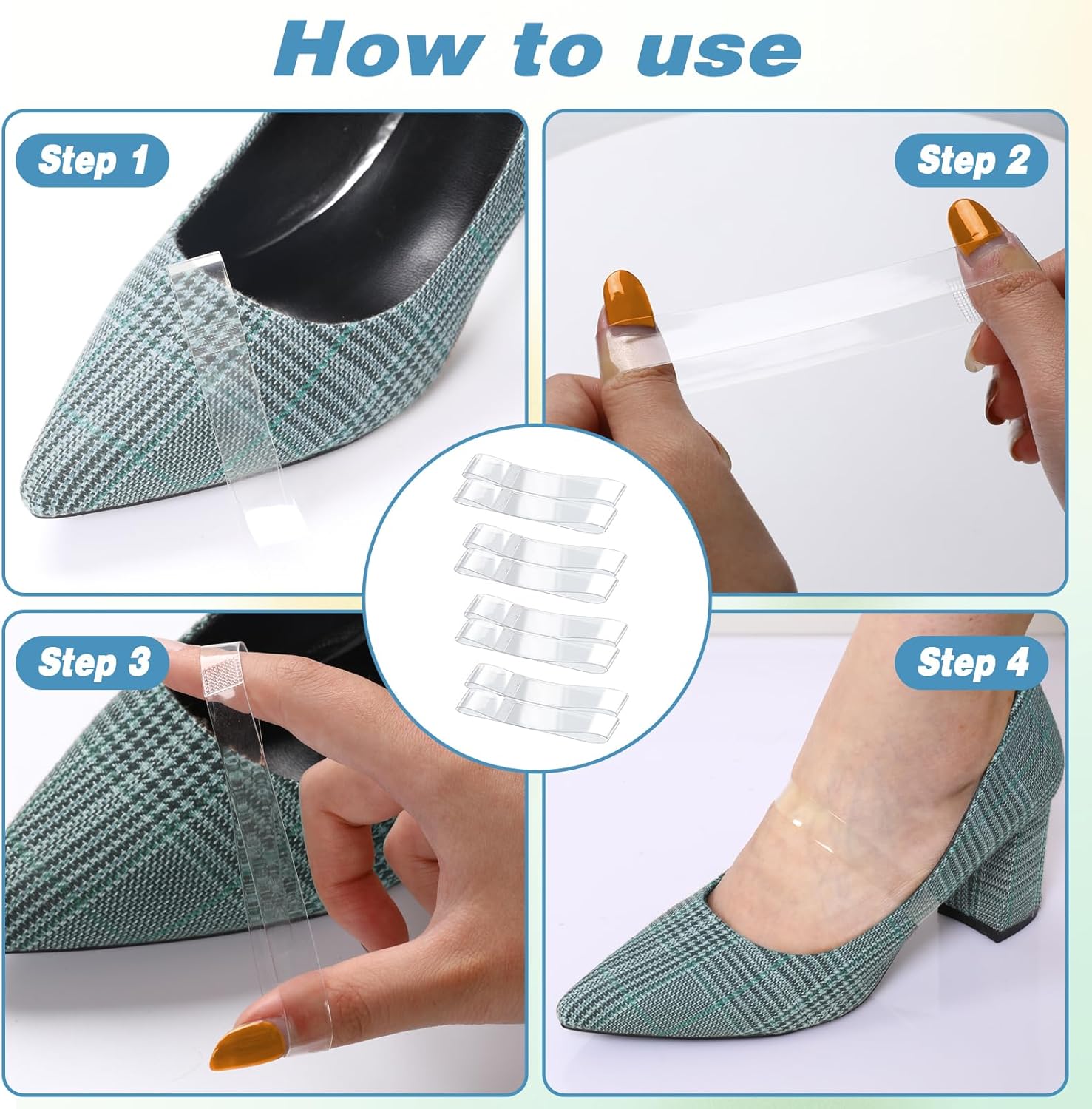 KALIONE 10 Pairs Clear Invisible High Heel Shoe Straps - M&M