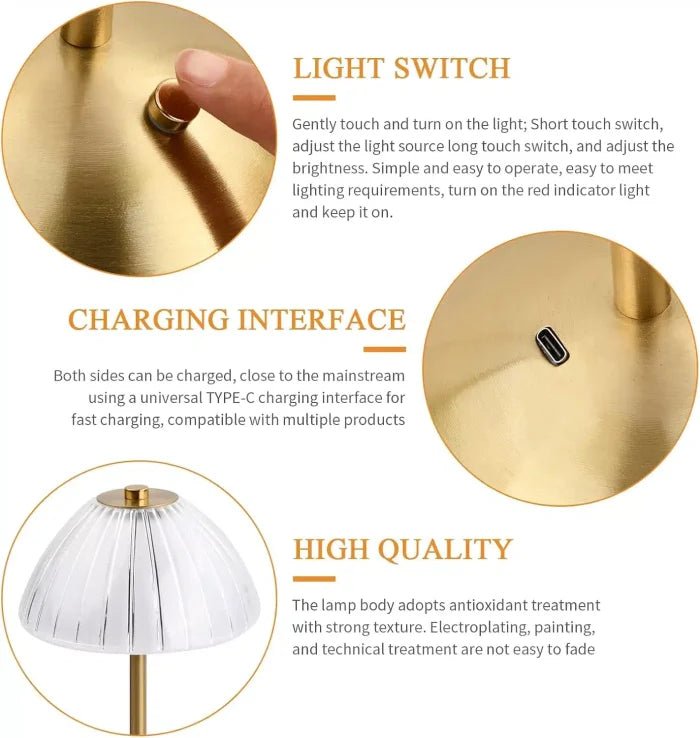 Wireless Touch Dimmable LED Table Lamp – USB Rechargeable Bedside & Desk Lamp for Bedroom & Living Room | UAE - M&M