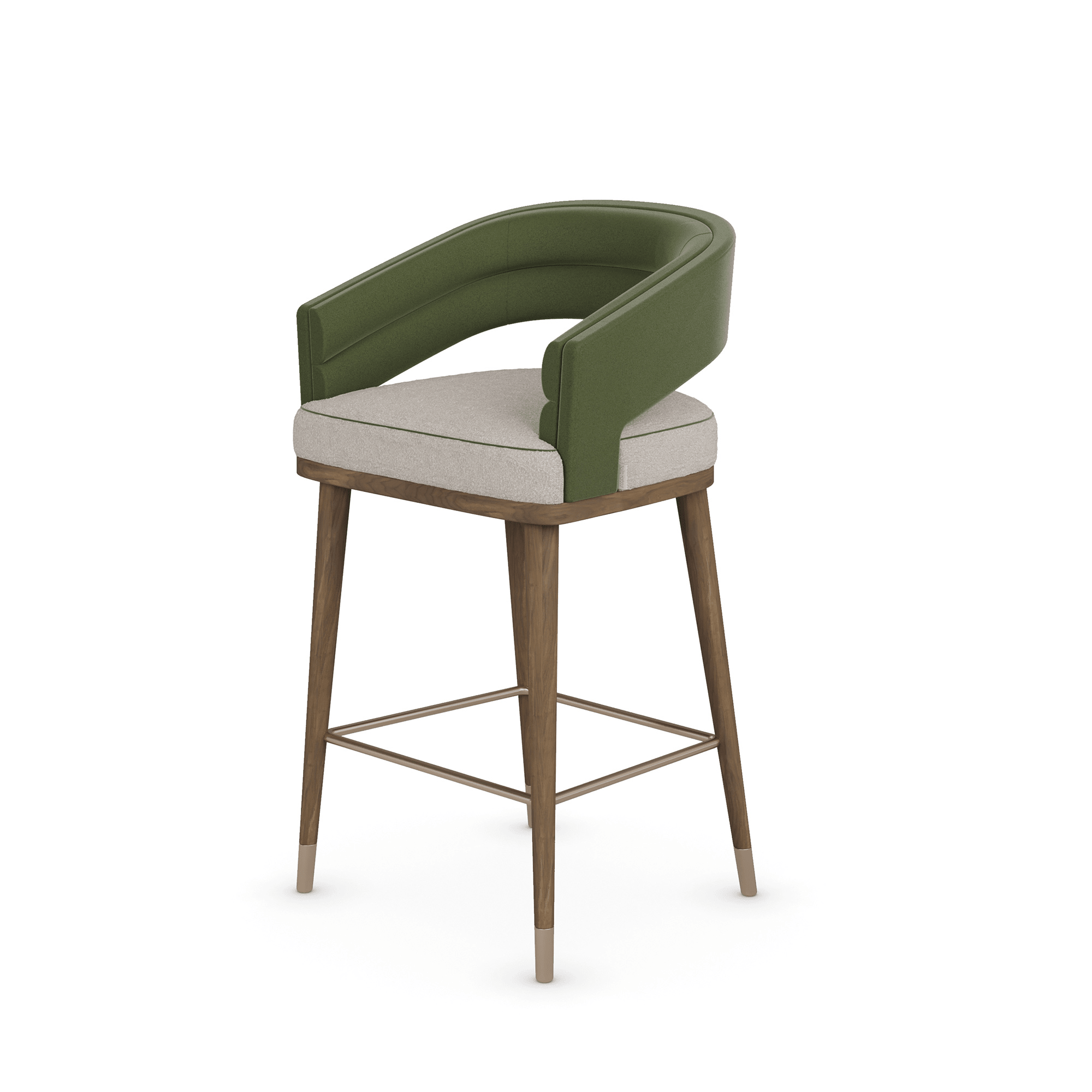 Rivo Bar Stool – Handcrafted Curved Back & Walnut Legs | كرسي بار ريفو – ظهر منحني وأرجل جوز - M&M