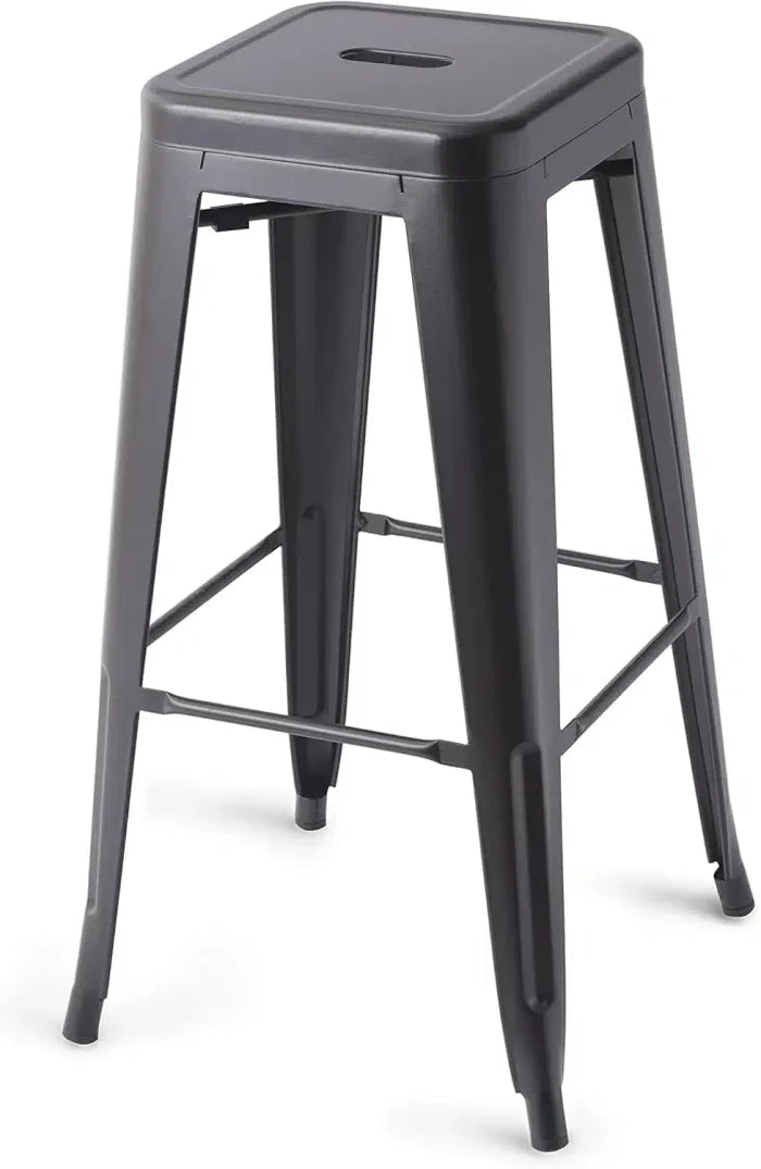 Amazon Basics Metal Bar Stools 30 - Inch – Set of 4, Sturdy & Stylish Counter Height Stools for Kitchen & Bar, Black | UAE - M&M