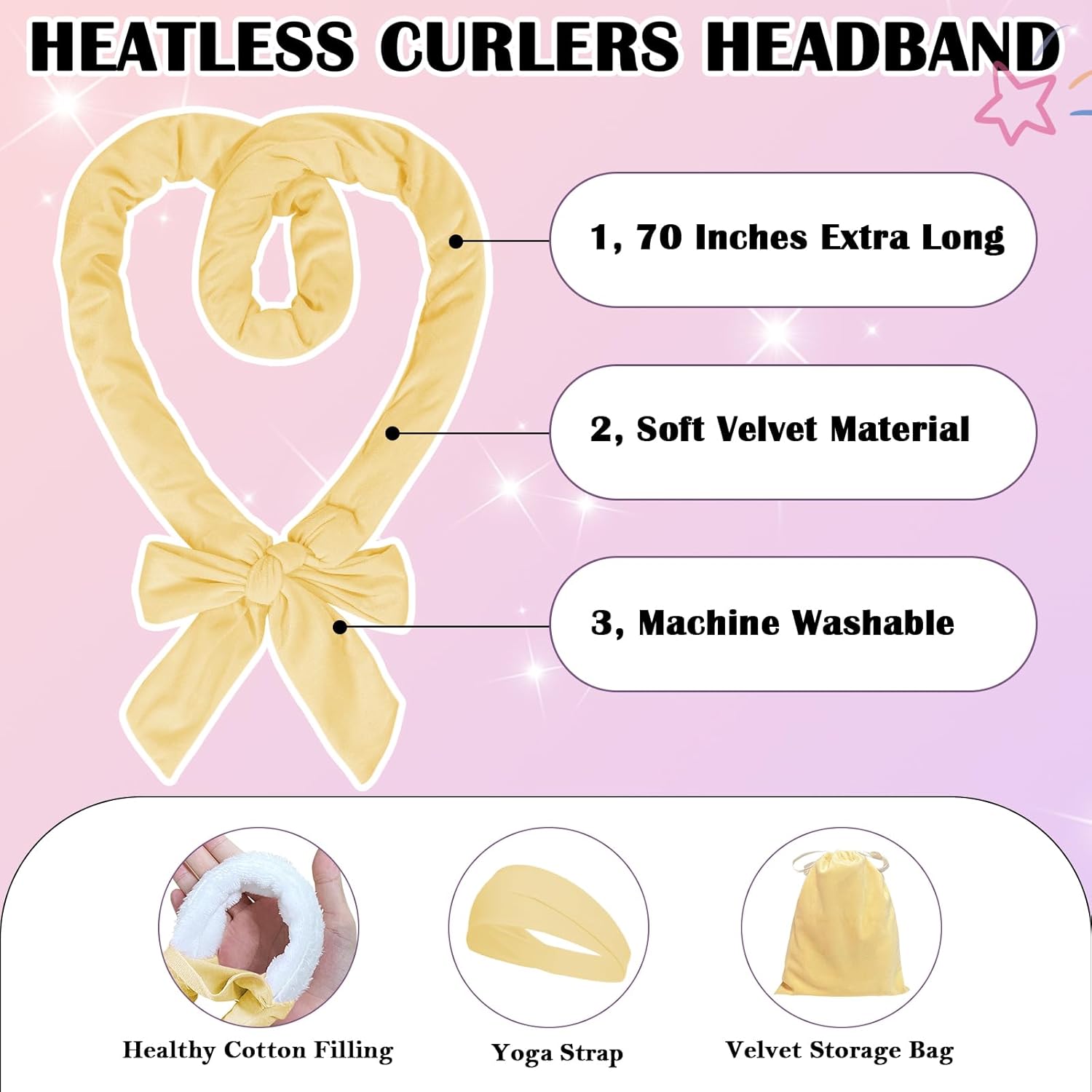 Heatless Curlers Headband Hair Curlers No Heat - M&M