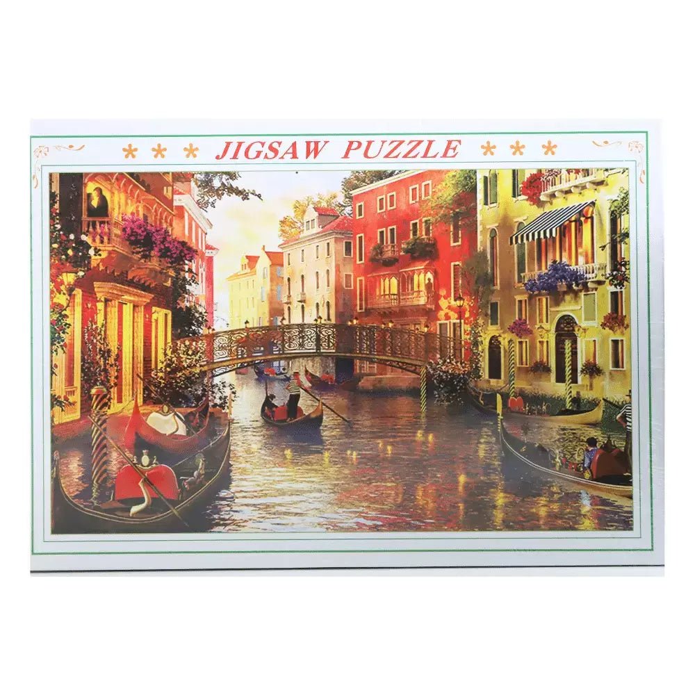 Premium 1000 Piece Jigsaw Puzzle for Adults and Children - Scenic Building Boats River Landscape Design, Large 50 x 75cm Educational and Stress - Relief Brain Teaser Toy - M&M