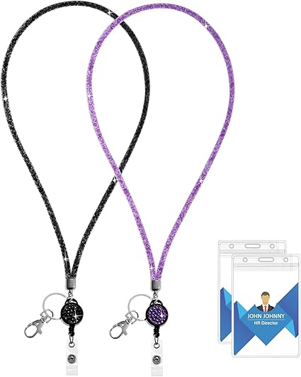 SAVORI 2 - Piece Rhinestone ID Card Lanyard Set - M&M
