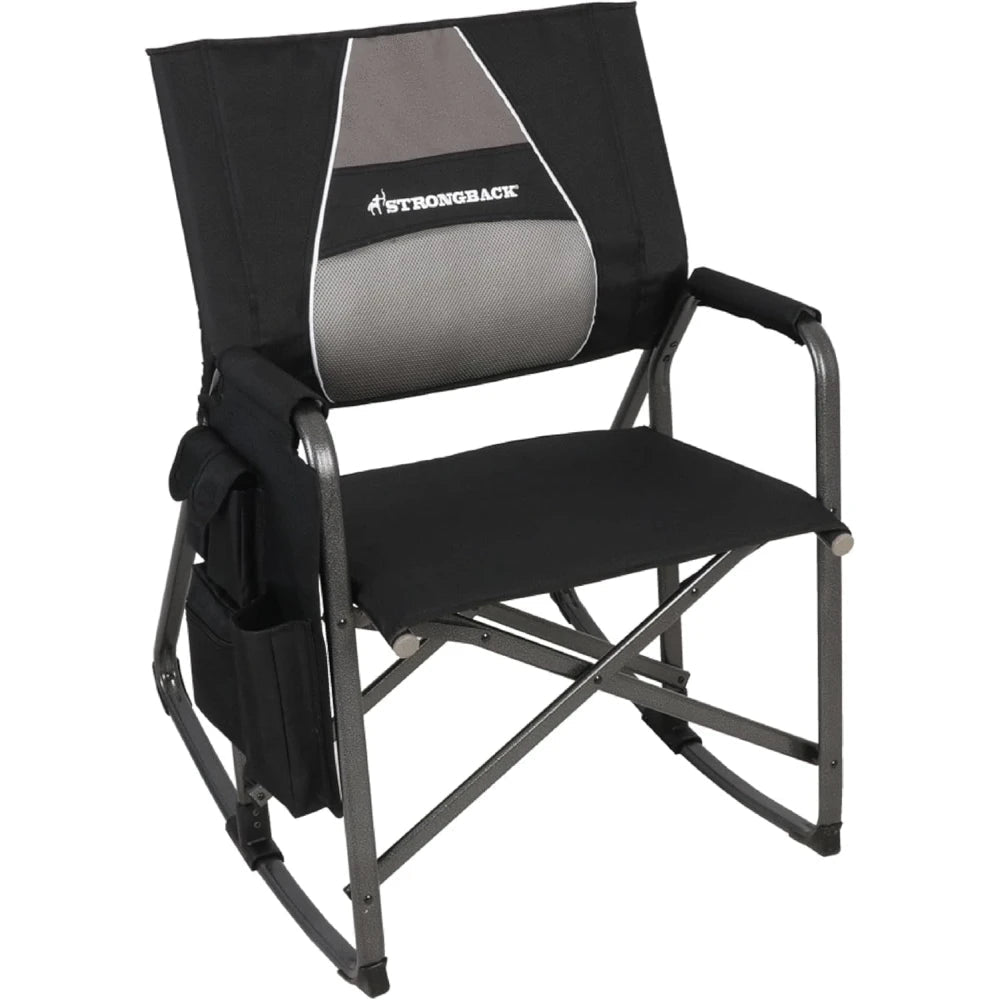 STRONGBACK Director Rocker Chair – Ergonomic Folding Rocking Chair with Lumbar Support for Outdoor & Indoor Use, Black | UAE - M&M