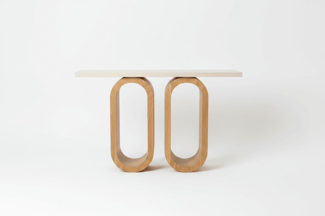 Handcrafted Arch Console Table – Made to Order | Natural Oak & Cream - M&M