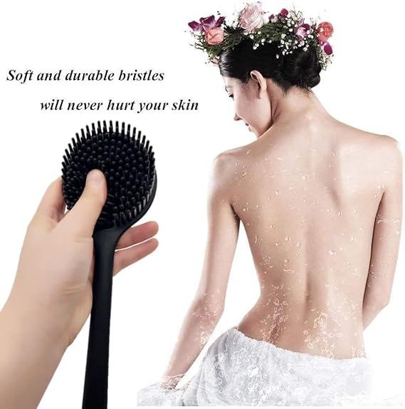 1pcs Back Scrubber for Shower Soft Silicone Bath Body Brush with Long Handle - M&M