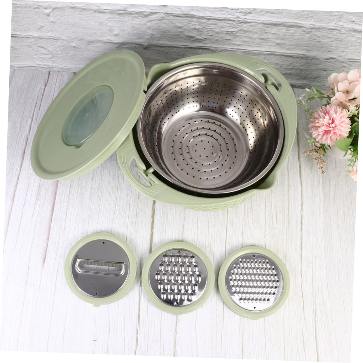 Alipis 3 - in - 1 Multi - Functional Stainless Steel Drain Basket & Grater Set - M&M