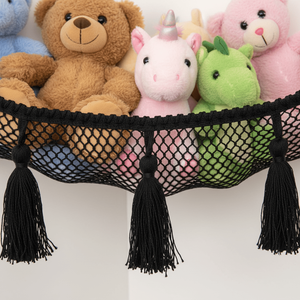 Hammock Bliss Stuffed Animal Net or Hammock, Toy Net Hammock for Stuffed Animals - Black - M&M