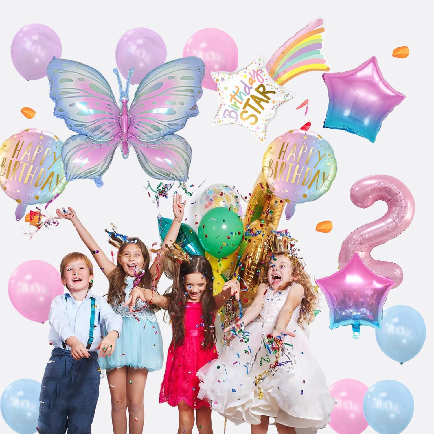 AM ANNA Butterfly Meteor Foil Balloons Kit - M&M
