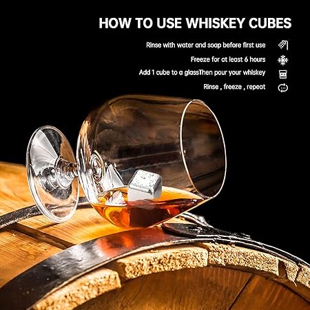 Stainless Steel Ice Cubes,8PCS Reusable Whiskey Stones Ice Stones Whisky Ice - M&M
