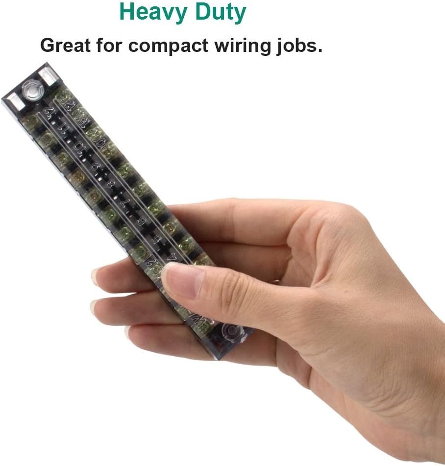 THE WHITE SHOP 12 Positions Dual Row 600V 15A Screw Terminal Strip Blocks - M&M