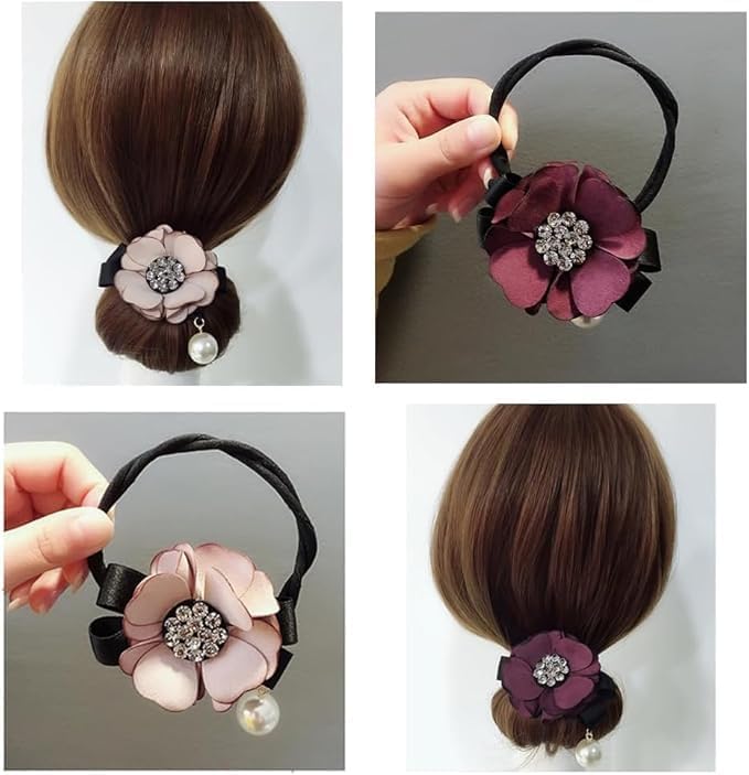 3 Pcs Flower Hair Bun Roller for Long Hair Lazy Hair Bun Maker Ball Luxury - M&M