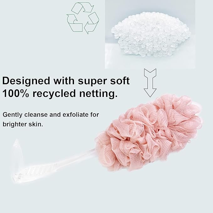 Loofah Sponge Back Scrubber Rough - Bath Brush Long Handle for Shower - M&M