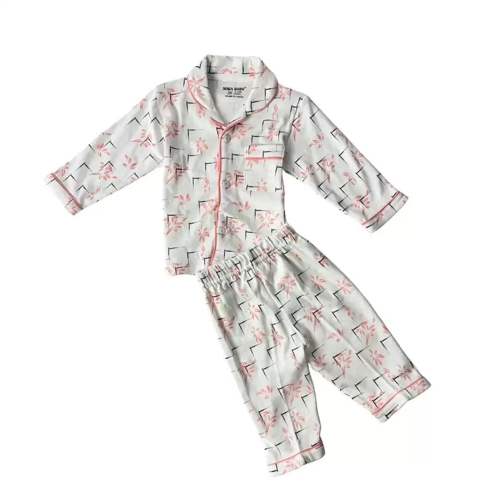 Toddler Long - Sleeve Sleep and Play Pajamas – Premium Soft Cotton – White (6 - 12 Months - M&M