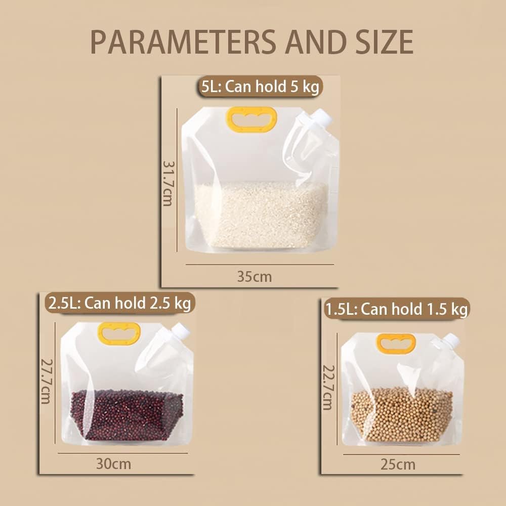 Multigrain Moisture - Proof Sealed Bag Set – Stand - Up Airtight Food Storage Pouches for Grains, Beans, Candy & Liquids - M&M