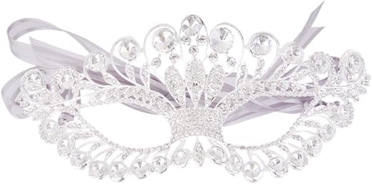 Jecery 2 Pieces Masquerade Mask Rhinestone Fancy Crystal Mask Venetian Party - M&M