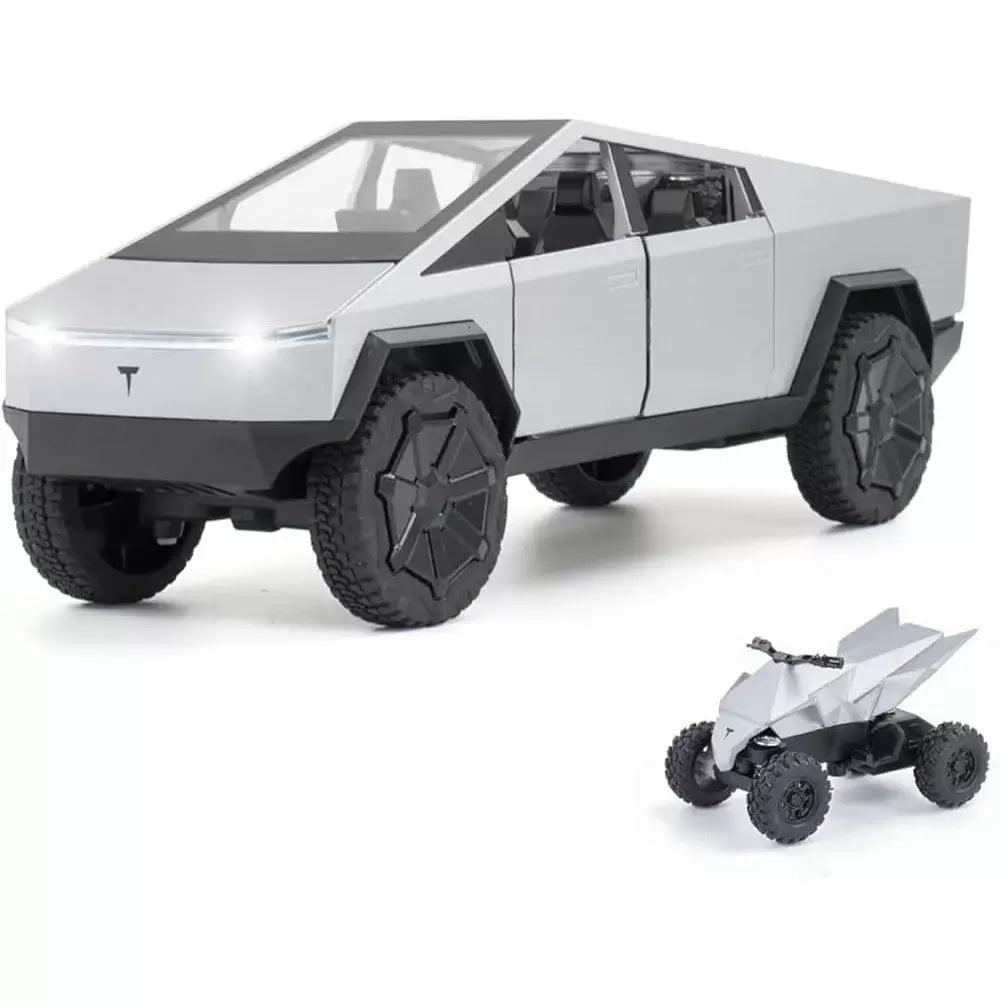 Tesla Cybertruck & Cyberquad 1:8 Scale Die - Cast Metal Model Set – Off - Road Climbing Edition - M&M