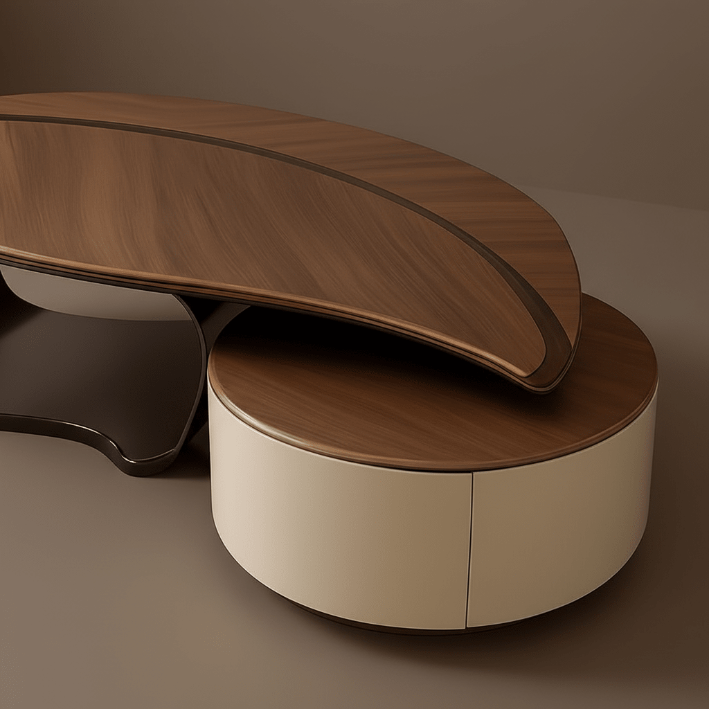 Organic Sculptural Coffee Table – Walnut & Ivory | طاولة قهوة منحوتة عضوية – جوز الهند والعاجي - M&M